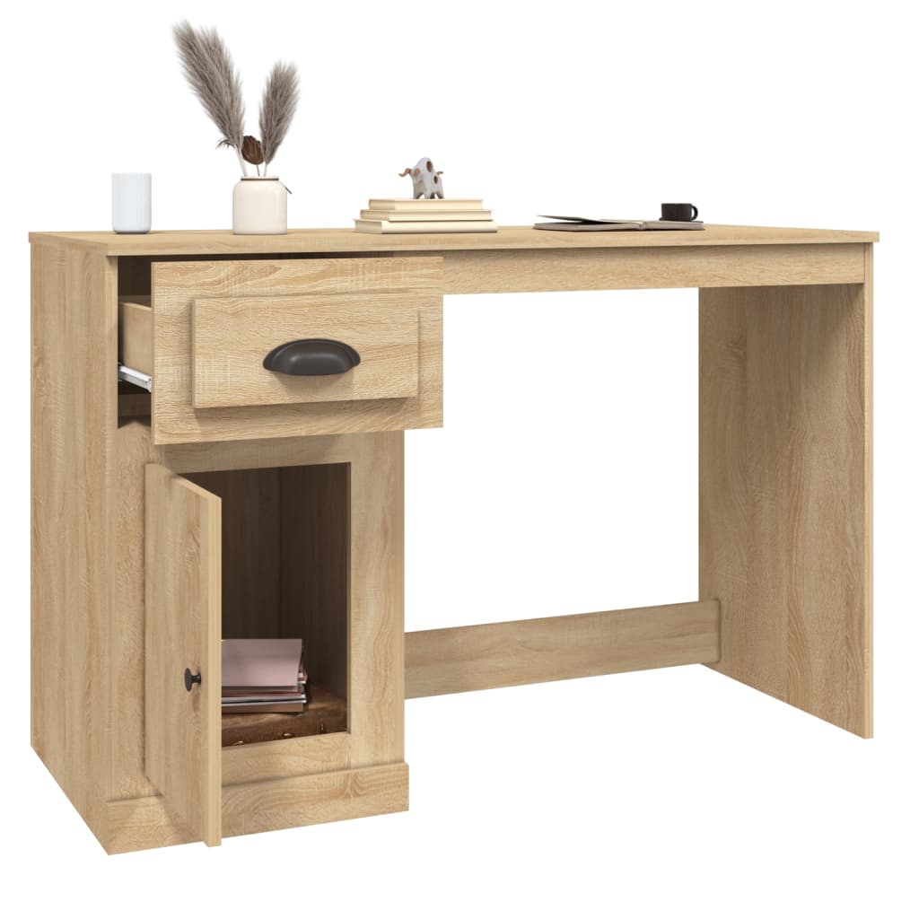 Bureau met lade 115x50x75 cm bewerkt hout eikenkleurig