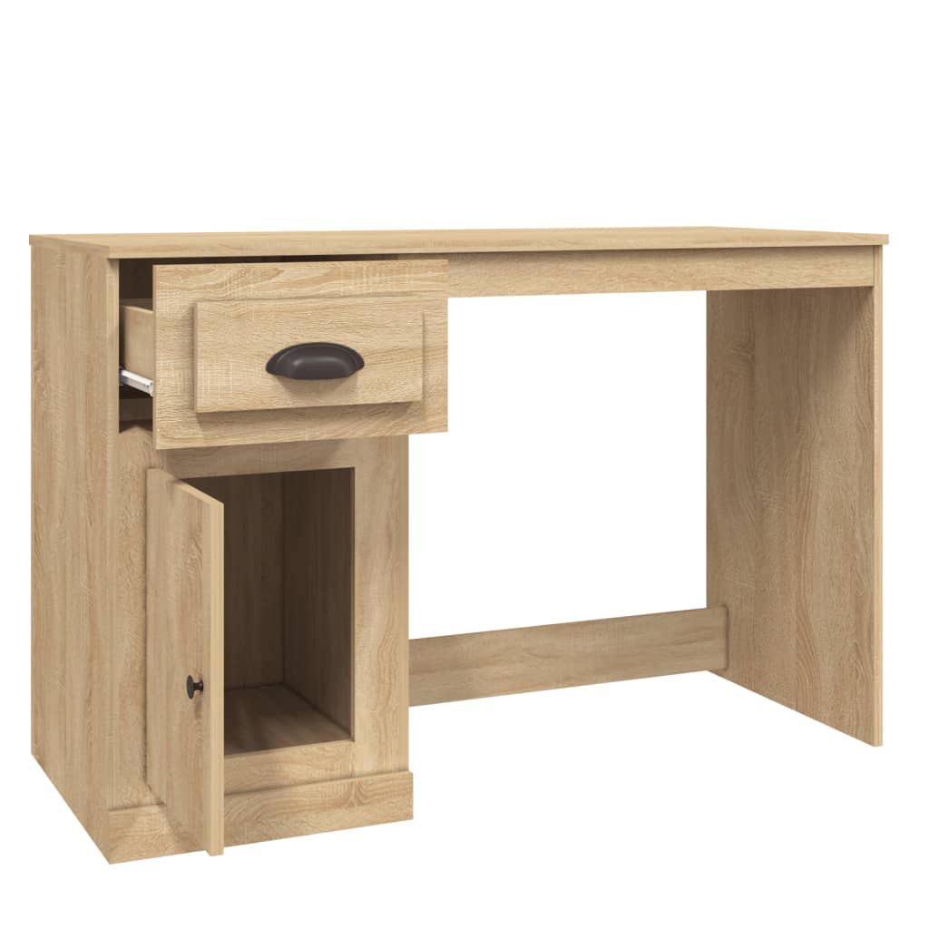 Bureau met lade 115x50x75 cm bewerkt hout eikenkleurig