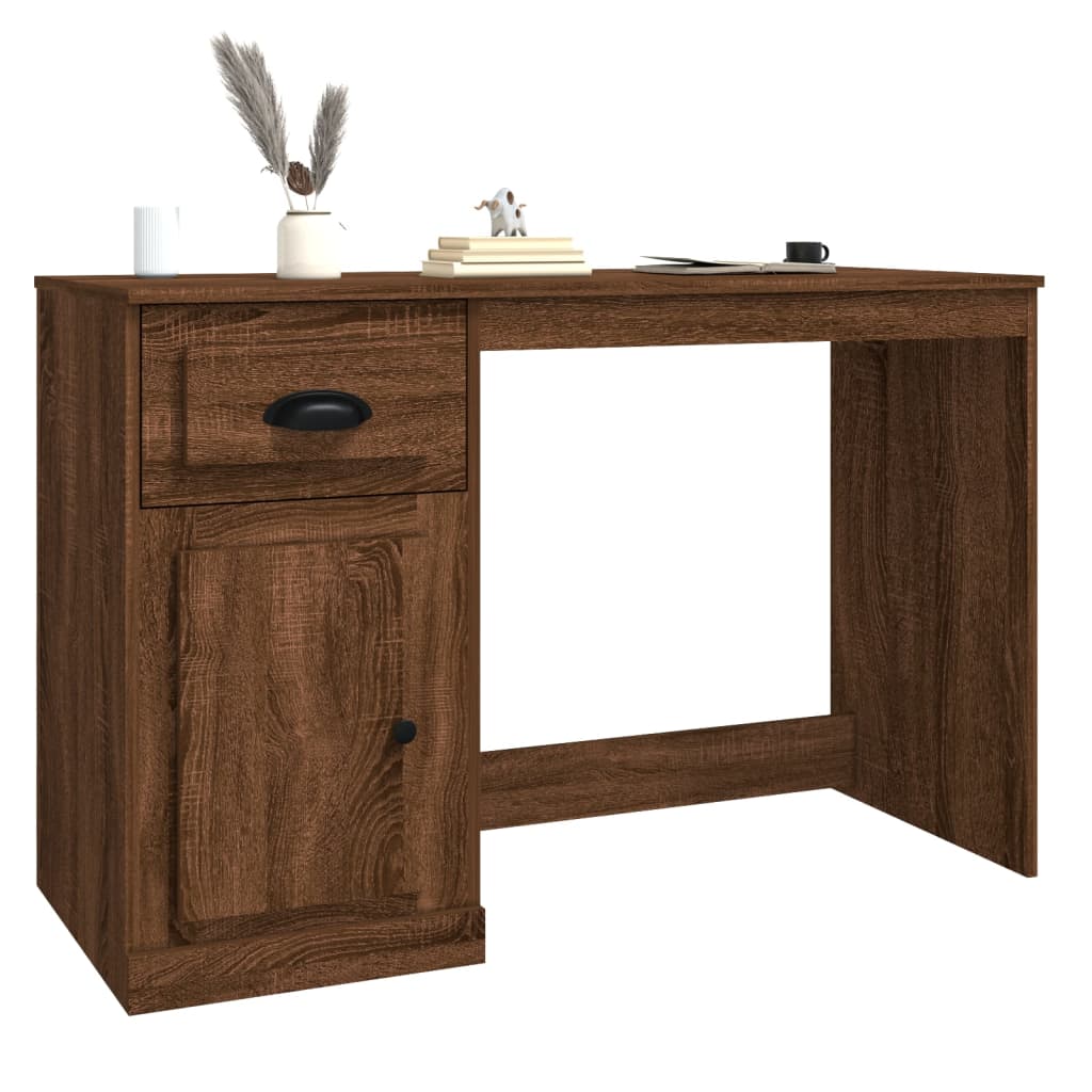 Bureau met lade 115x50x75 cm bewerkt hout eikenkleurig