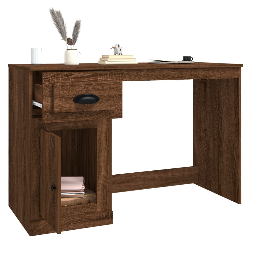 Bureau met lade 115x50x75 cm bewerkt hout eikenkleurig