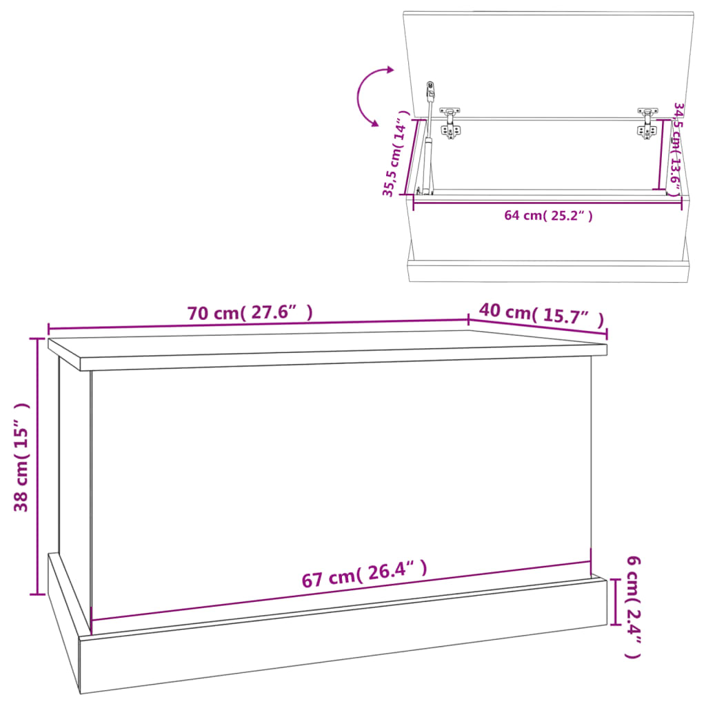 Opbergbox 50x30x28 cm bewerkt hout