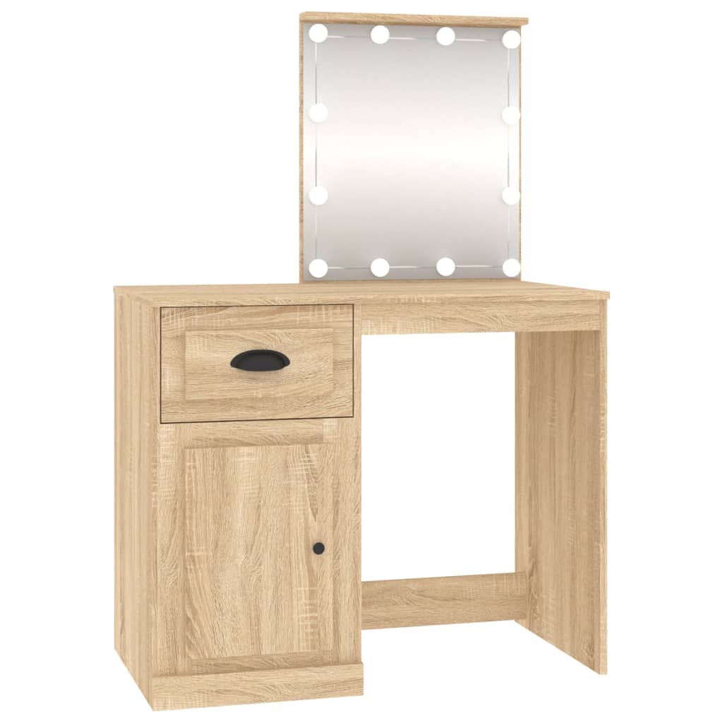 Kaptafel met LED 90x50x132,5 cm bewerkt hout