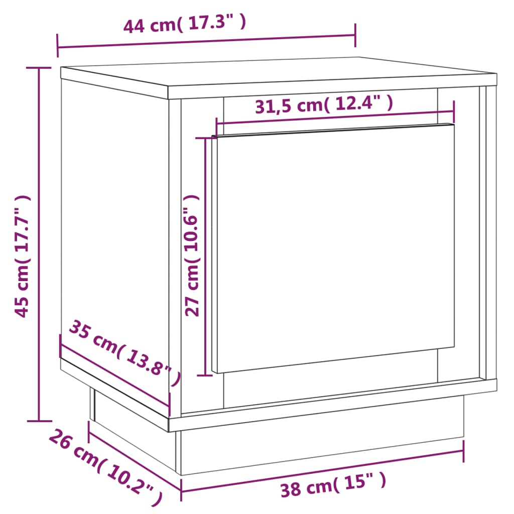 Nachtkastjes 2 st 44x35x45 cm bewerkt hout