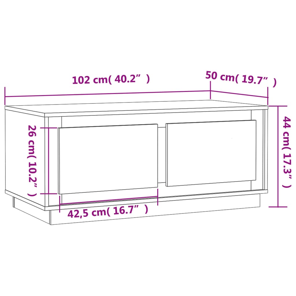 Salontafel 102x50x44 cm bewerkt hout