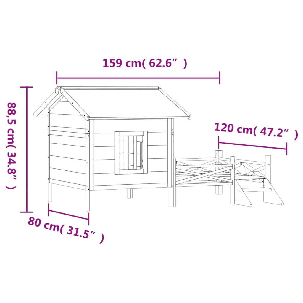 Hondenhok 159x120x88,5 cm massief grenenhout