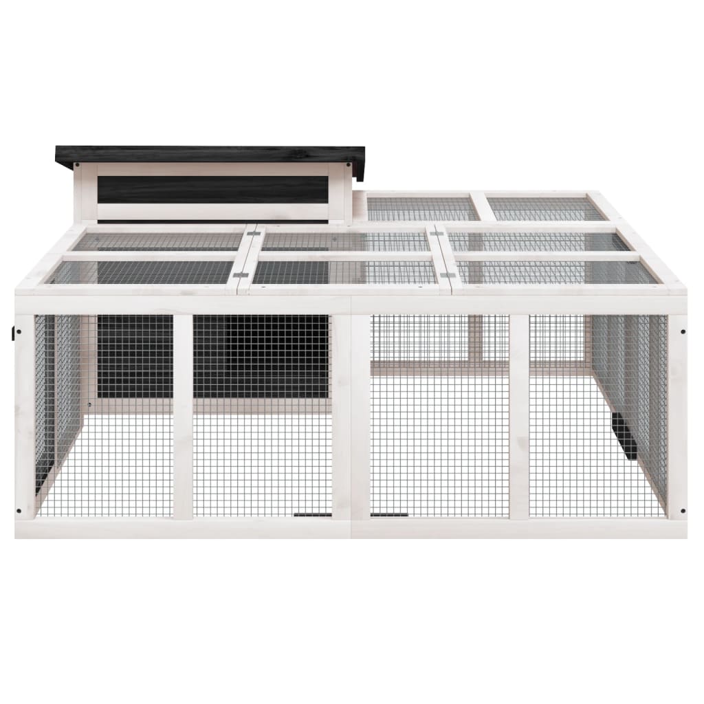 Konijnenhok 144x123x67,5 cm massief grenenhout mokkakleurig