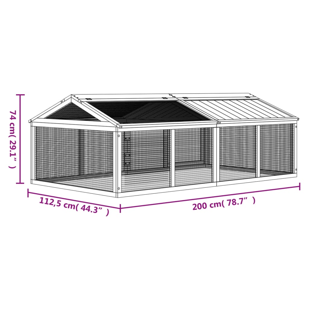 Dierenren 200x112,5x74 cm massief grenenhout mokkakleurig