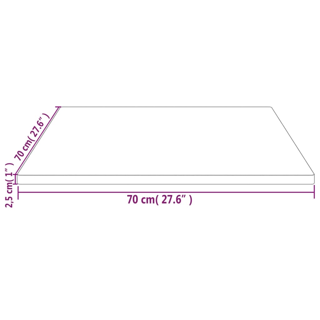 Tafelblad vierkant 60x60x2,5 cm massief grenenhout