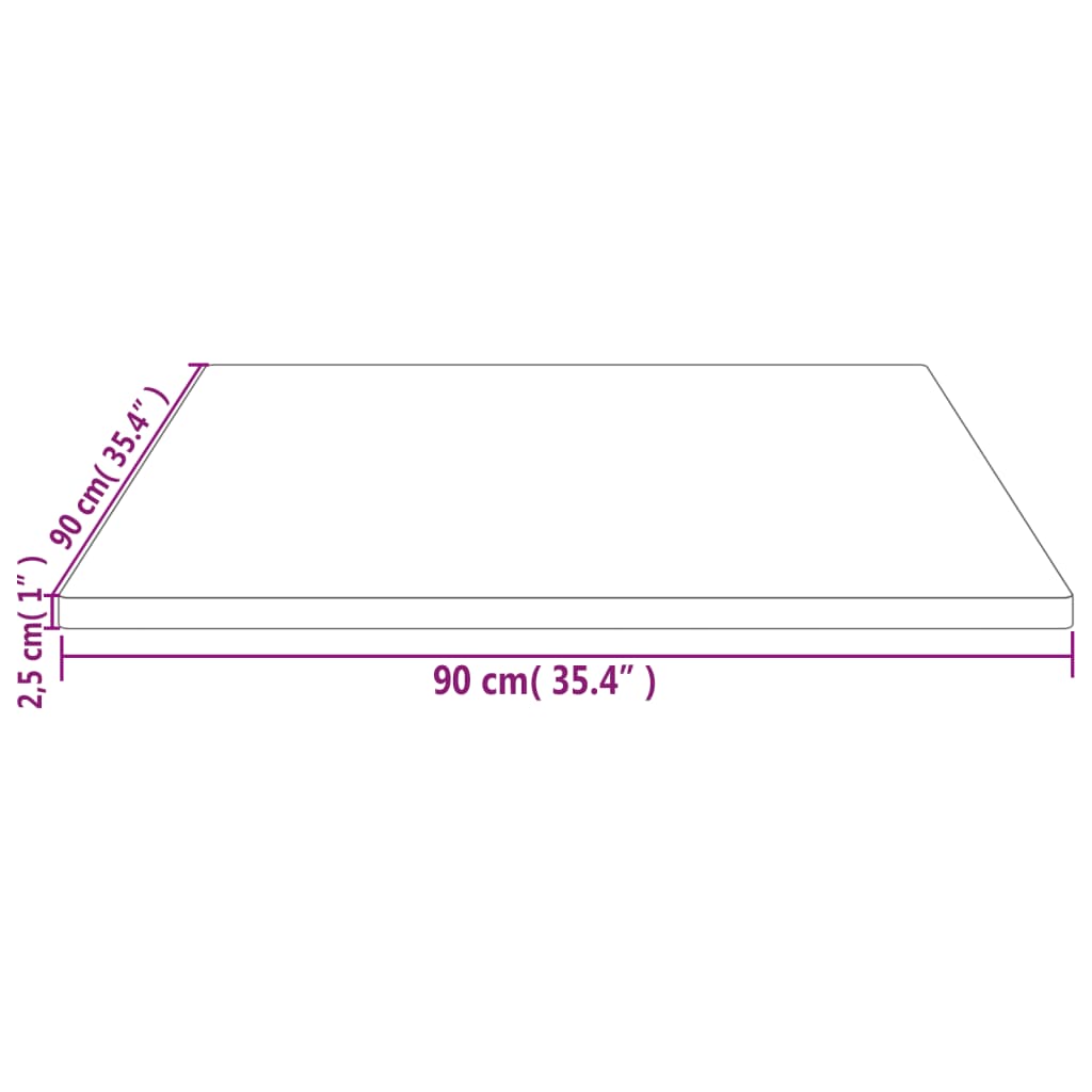 Tafelblad vierkant 50x50x2,5 cm massief grenenhout