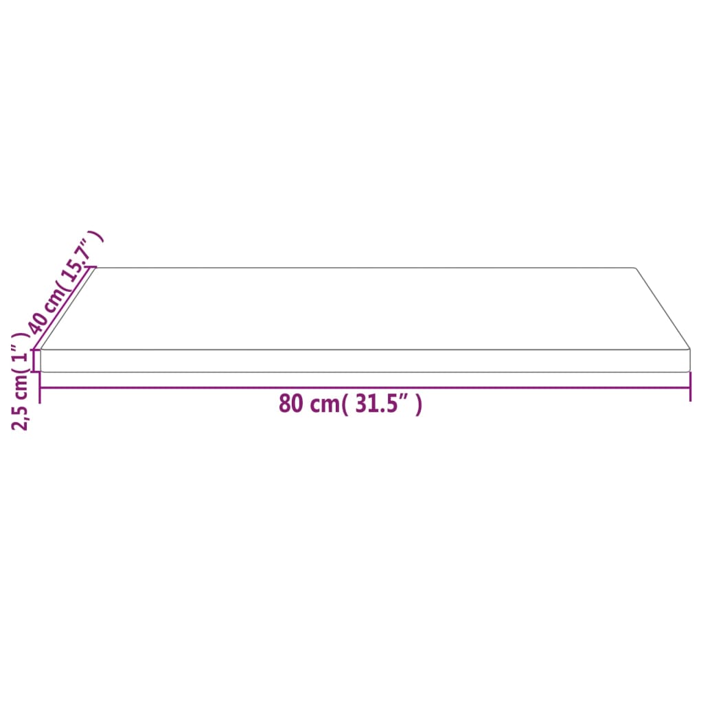 Tafelblad rechthoekig 110x60x2,5 cm massief grenenhout wit