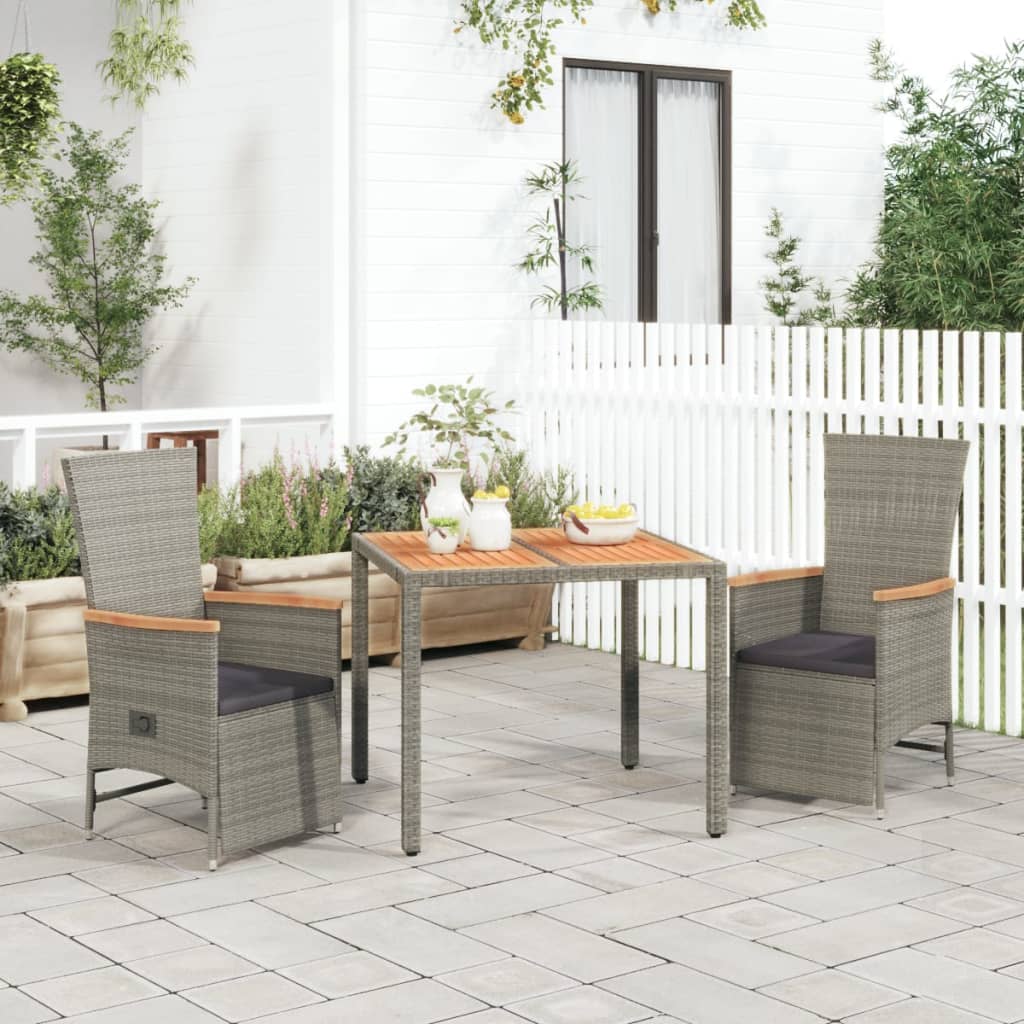 5-delige Tuinset met kussens poly rattan grijs