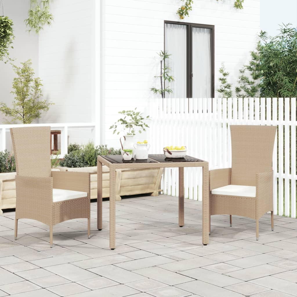 5-delige Tuinset met kussens poly rattan beige