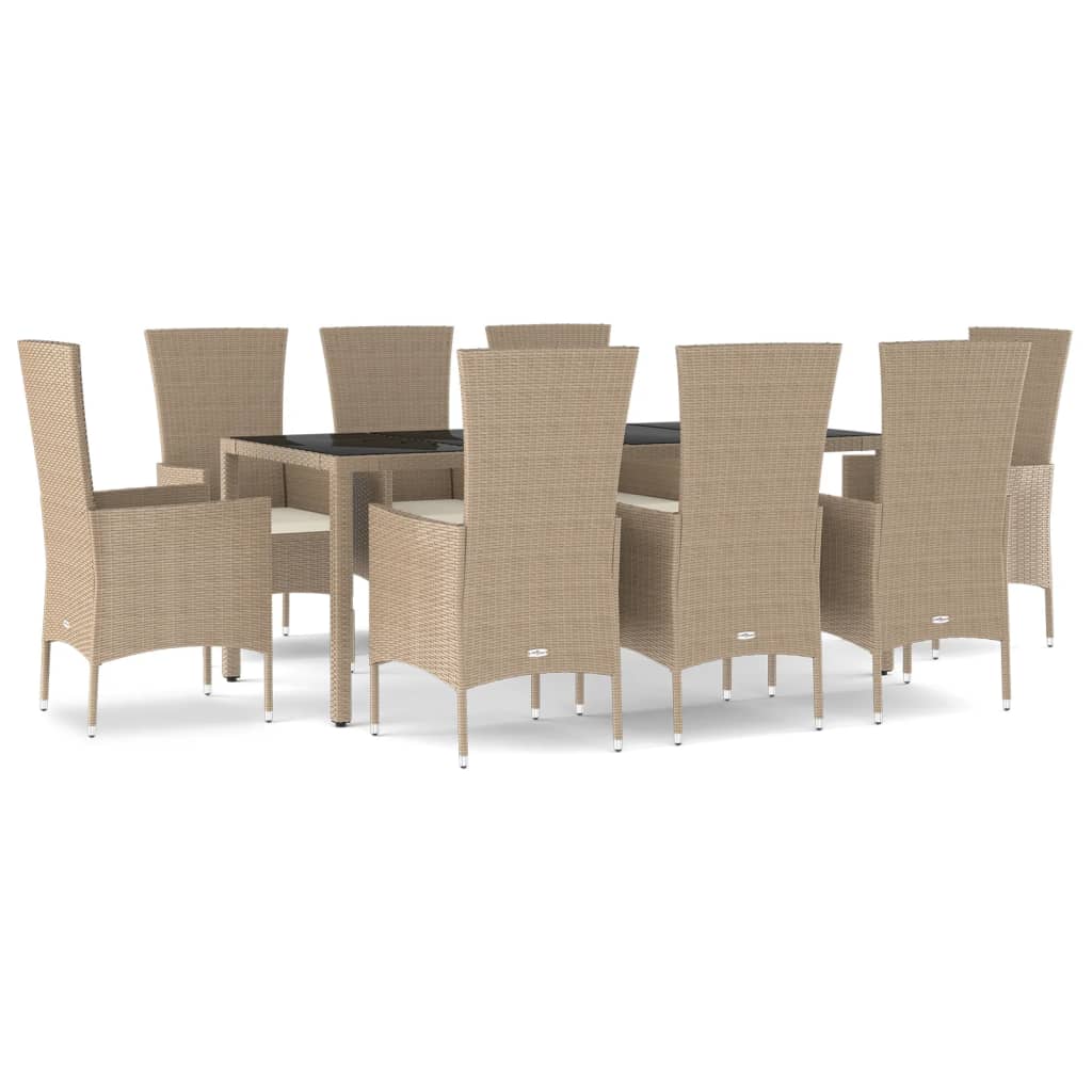 5-delige Tuinset met kussens poly rattan beige