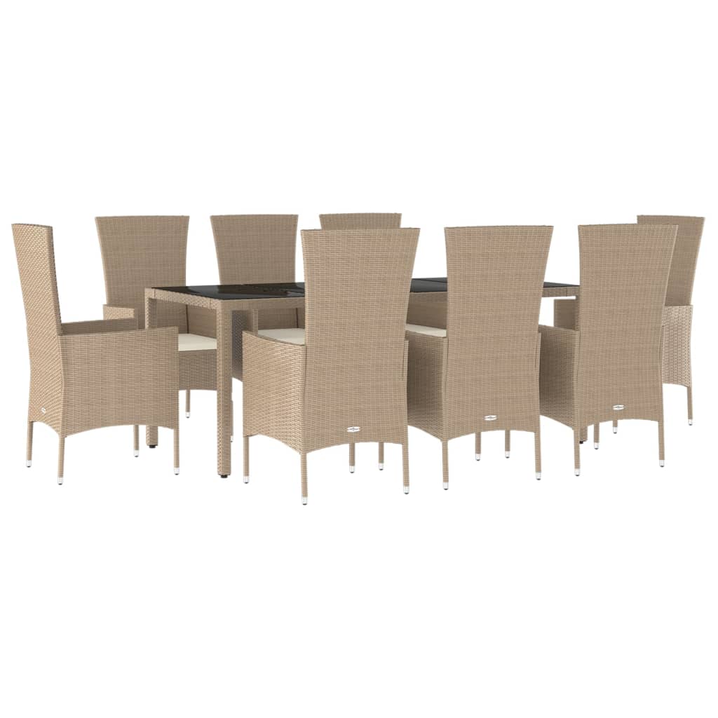 5-delige Tuinset met kussens poly rattan beige