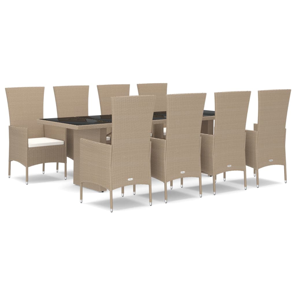 5-delige Tuinset met kussens poly rattan beige