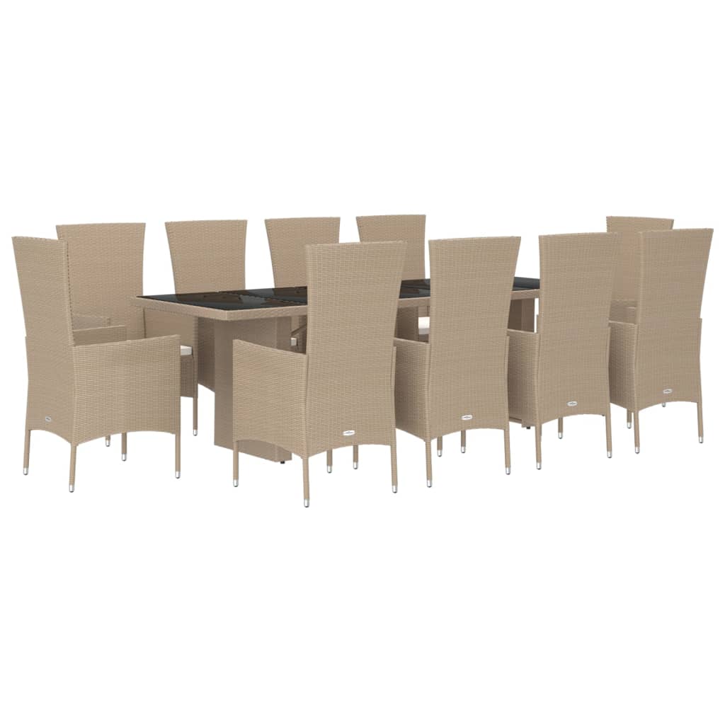 5-delige Tuinset met kussens poly rattan beige