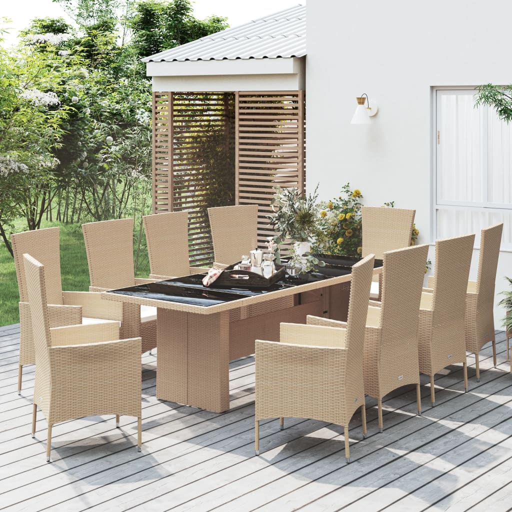 5-delige Tuinset met kussens poly rattan beige