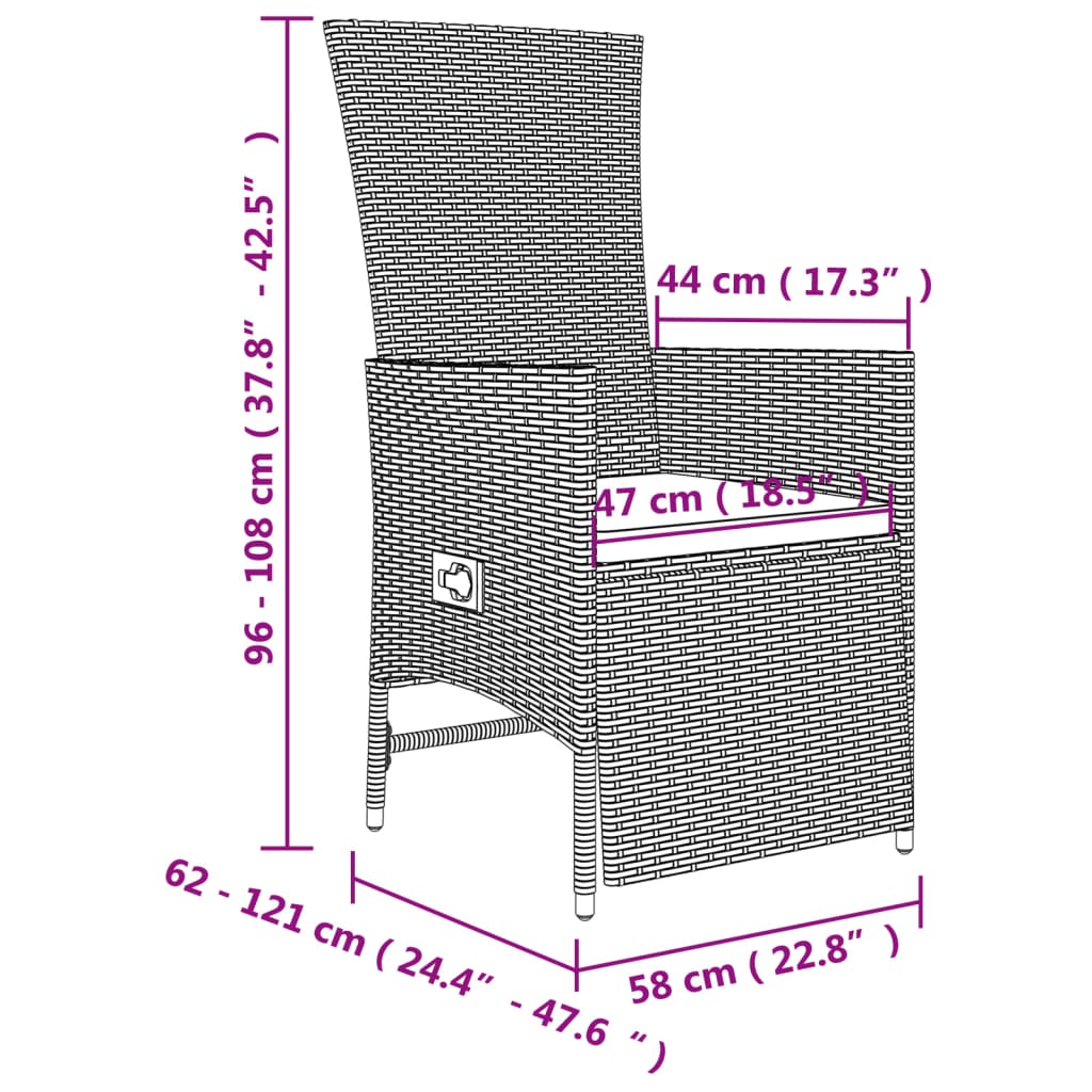 11-delige Tuinset met kussens poly rattan beige