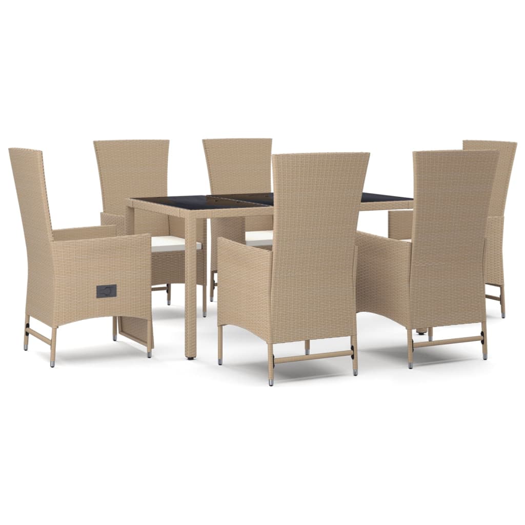 11-delige Tuinset met kussens poly rattan beige