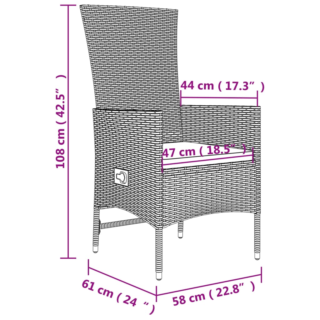 11-delige Tuinset met kussens poly rattan beige