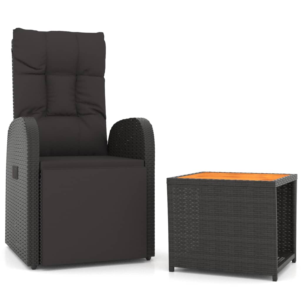 2-delige Loungeset poly rattan en staal zwart