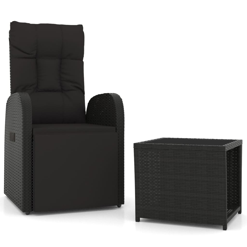 2-delige Loungeset poly rattan en staal zwart