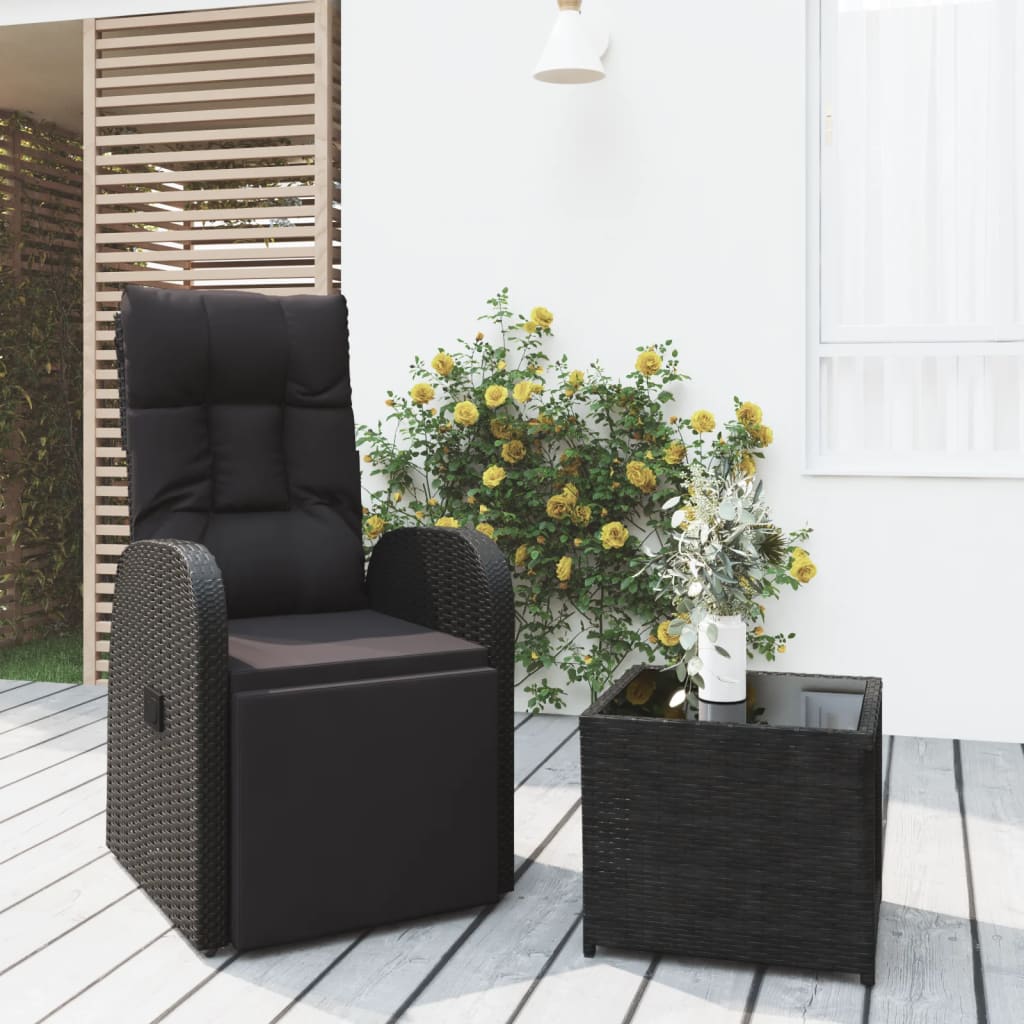 2-delige Loungeset poly rattan en staal zwart