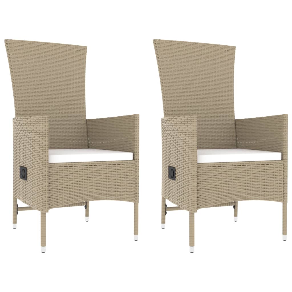 3-delige Loungeset poly rattan en staal beige