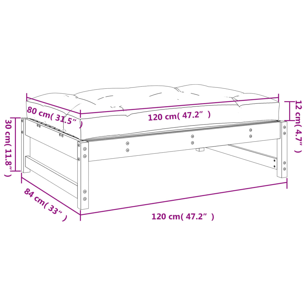 Middenbank 120x80 cm massief