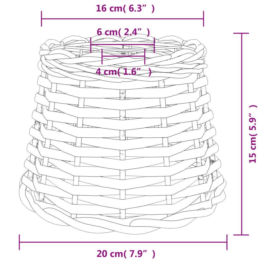 Plafondlampenkap Ø30x20 cm wicker