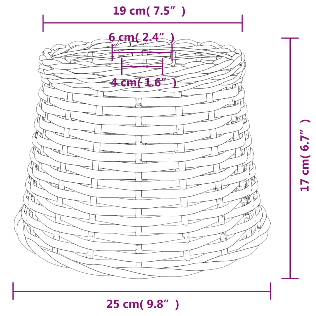 Plafondlampenkap Ø30x20 cm wicker