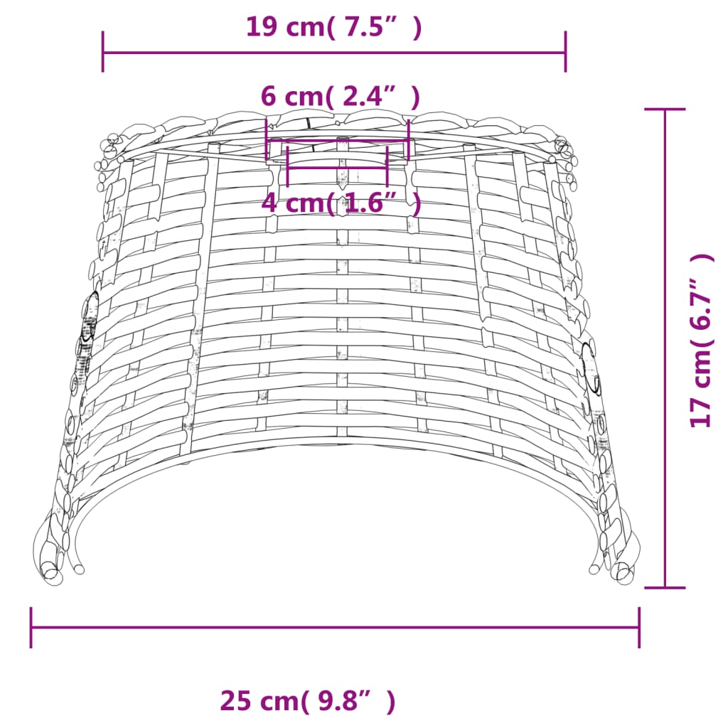 Plafondlampenkap Ø30x20 cm wicker