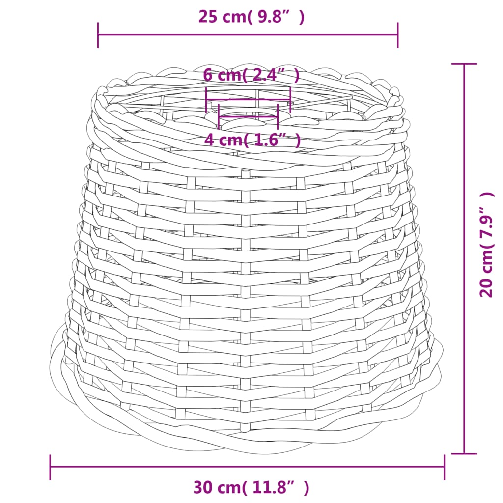 Plafondlampenkap Ø30x20 cm wicker