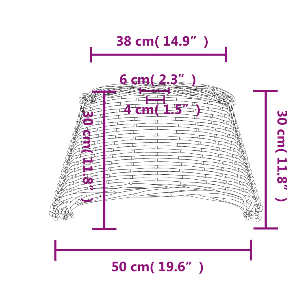 Plafondlampenkap Ø30x20 cm wicker