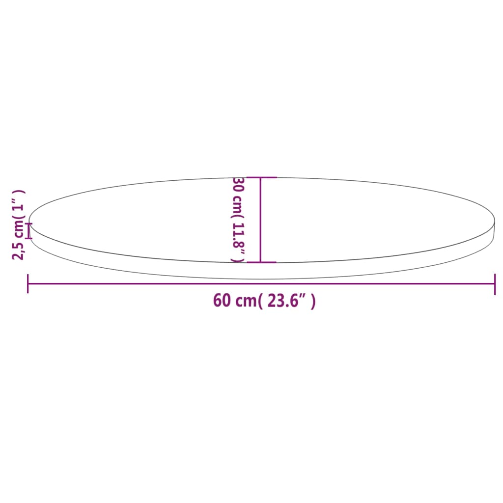 Tafelblad ovaal 100x50x2,5 cm massief grenenhout