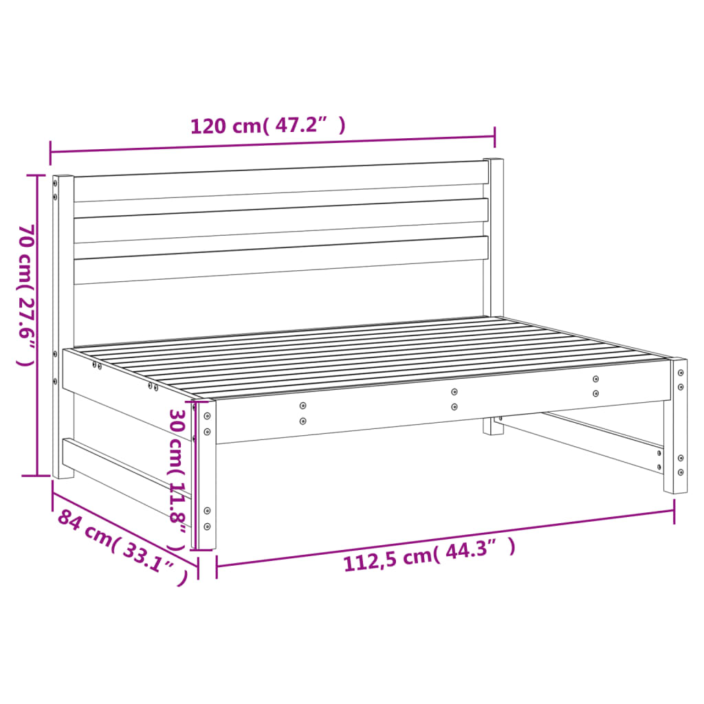 Tuinmiddenbank 120x80 cm massief