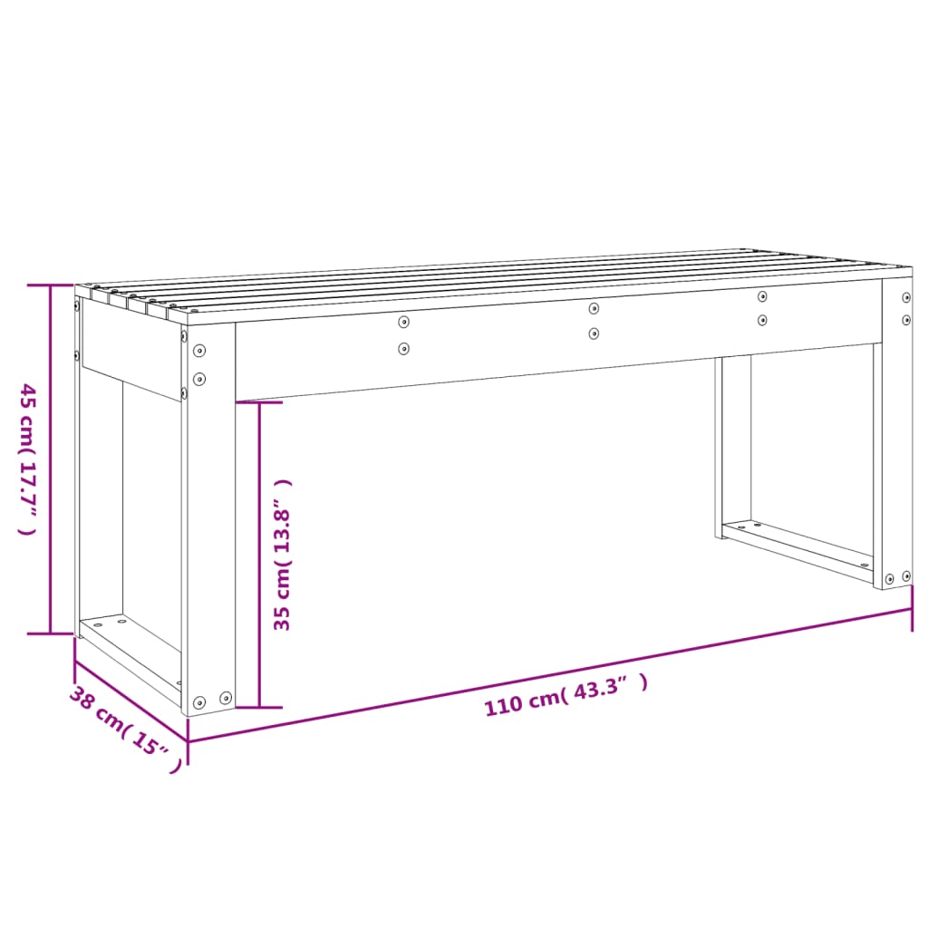 Tuinbank 110x38x45 cm massief