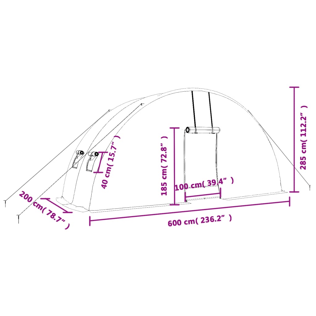 Tuinkas met stalen frame 132 m² 22x6x2,85 m