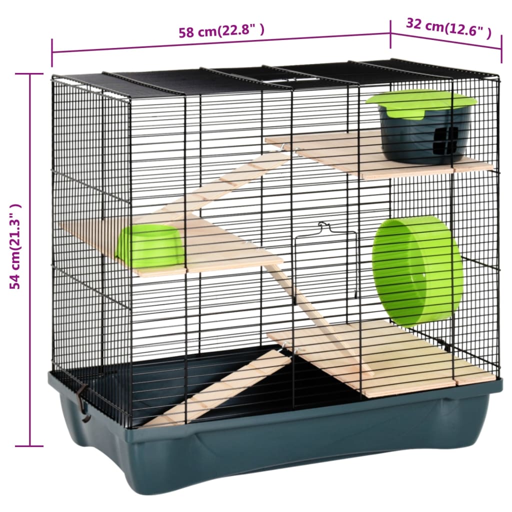 Hamsterkooi 58x32x36 cm polypropeen en metaal rood