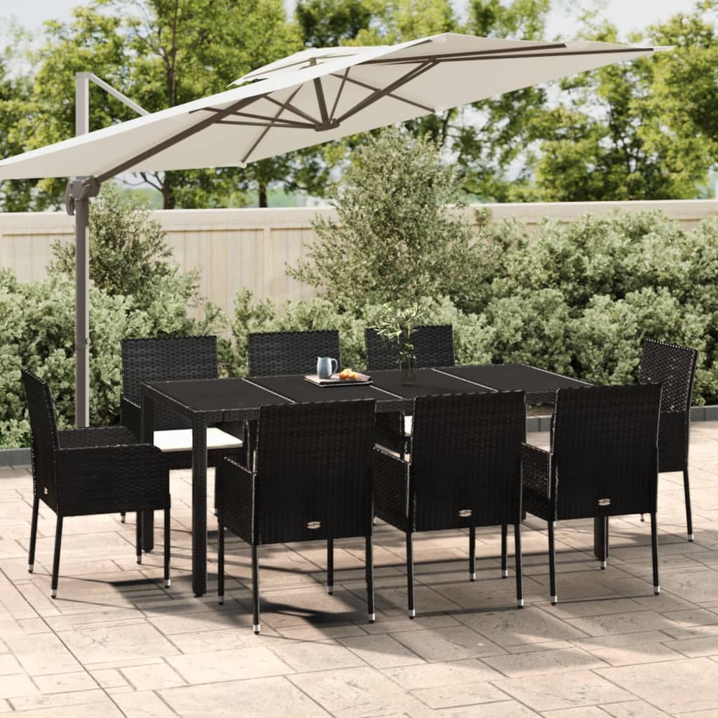 9-delige Tuinset met kussens poly rattan