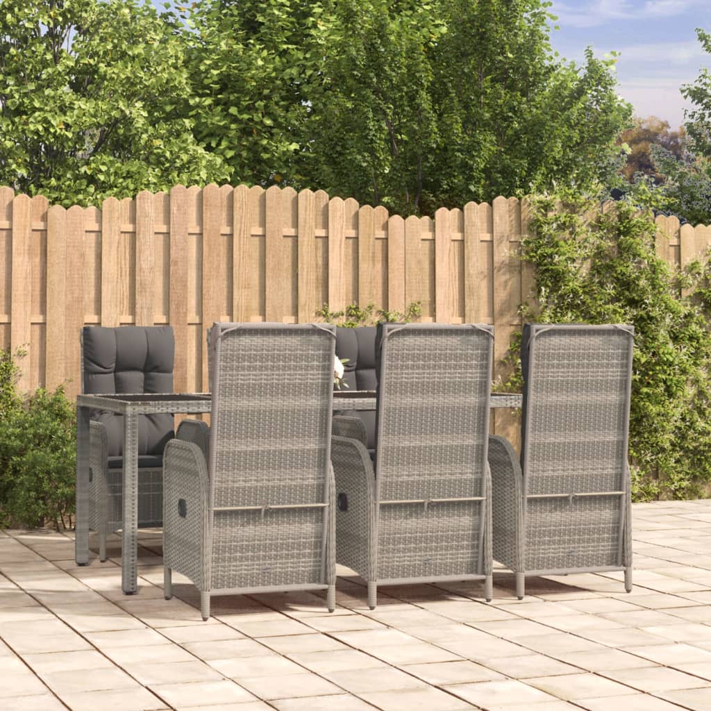 3-delige Tuinset met kussens poly rattan grijs