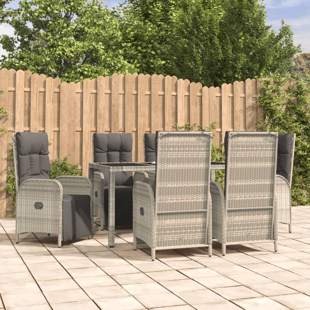 3-delige Tuinset met kussens poly rattan grijs