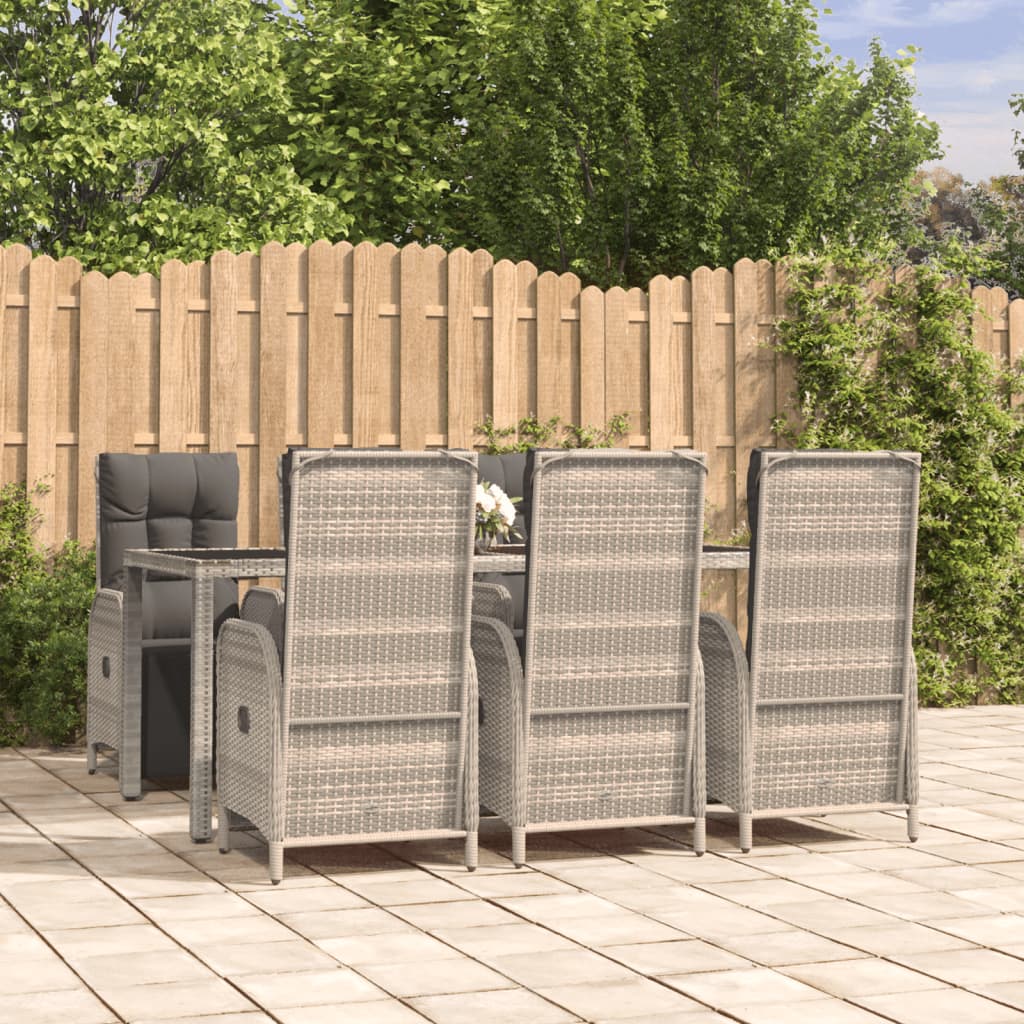 3-delige Tuinset met kussens poly rattan grijs