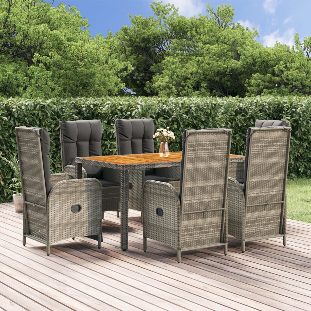 3-delige Tuinset met kussens poly rattan grijs