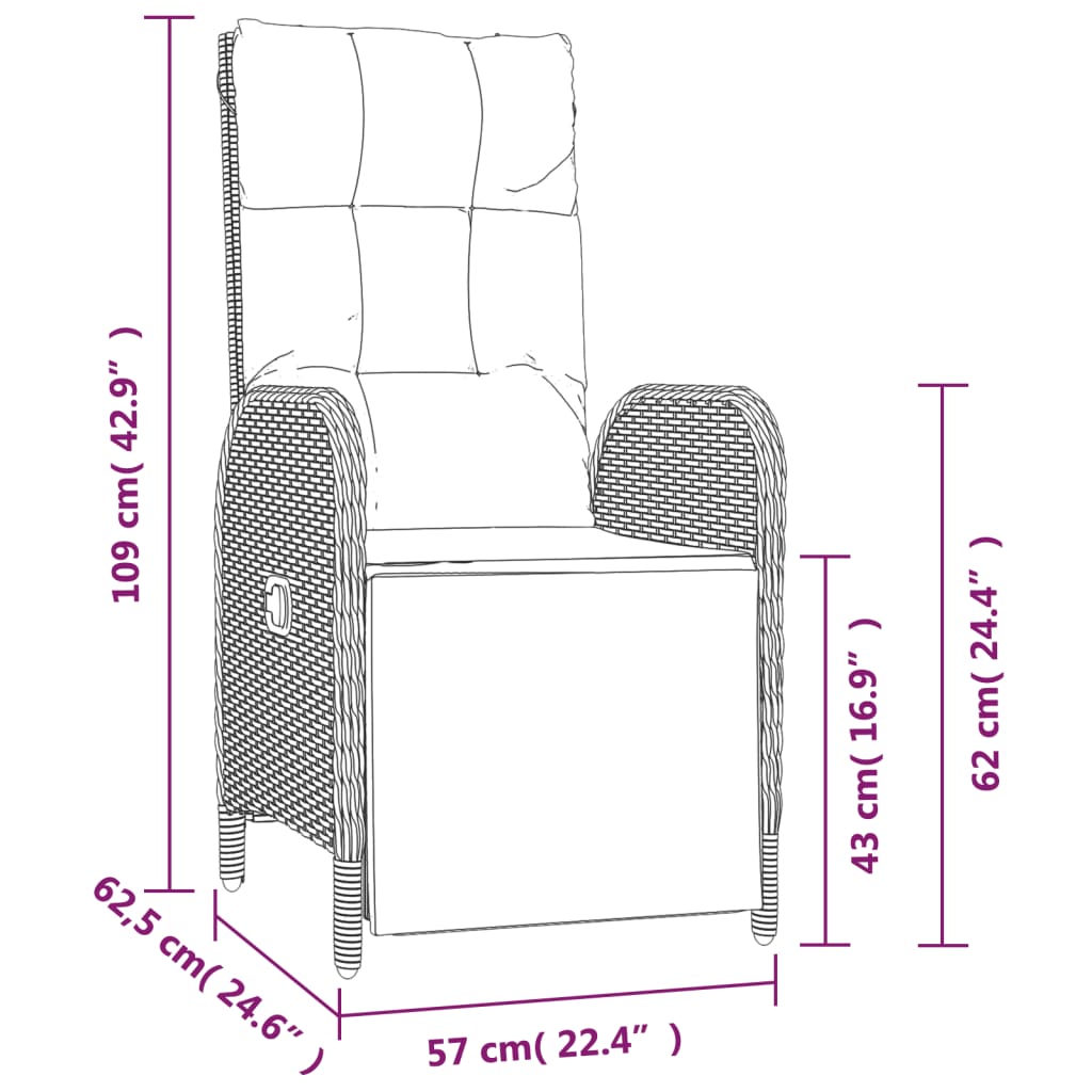 5-delige Tuinset met kussens poly rattan