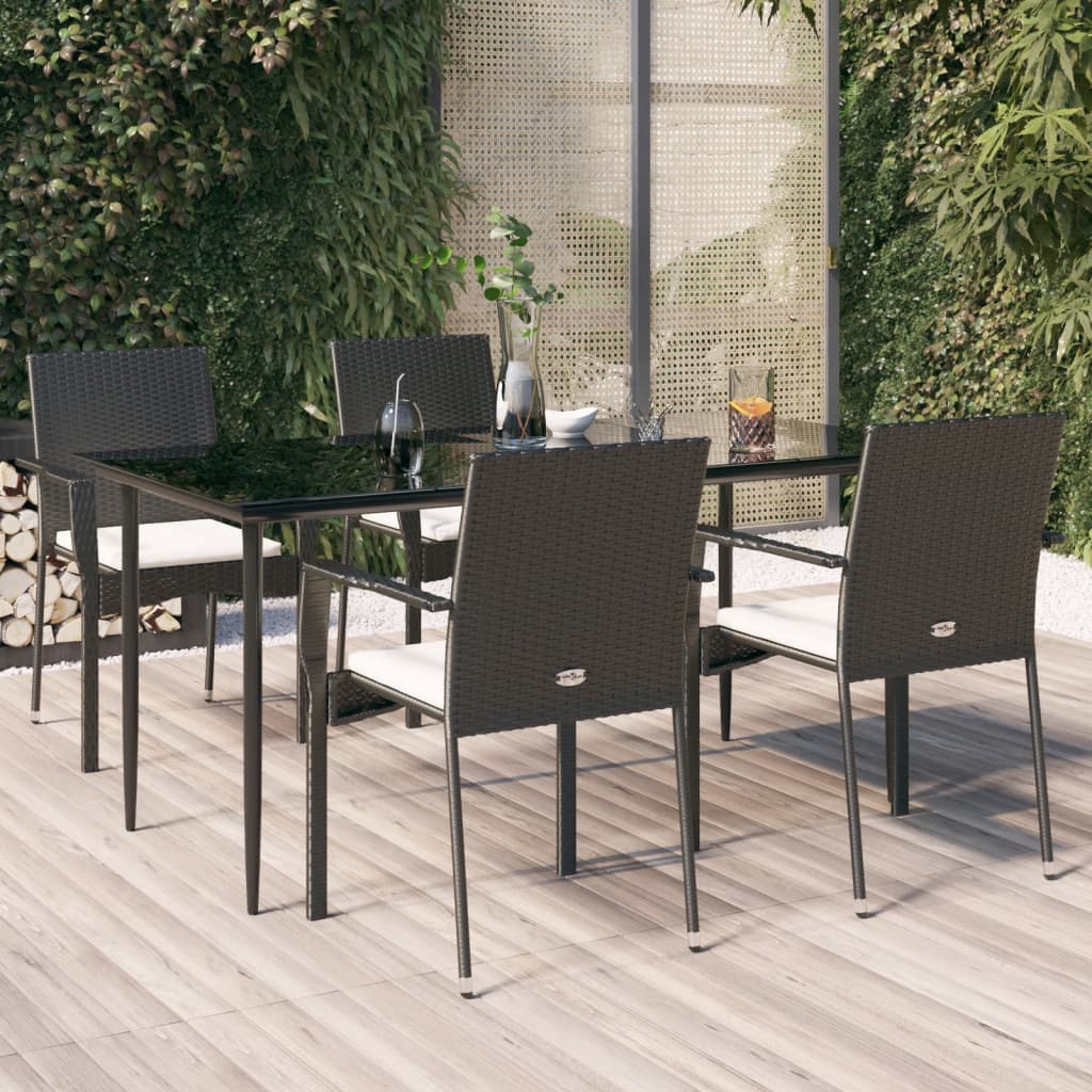 5-delige Tuinset met kussens poly rattan