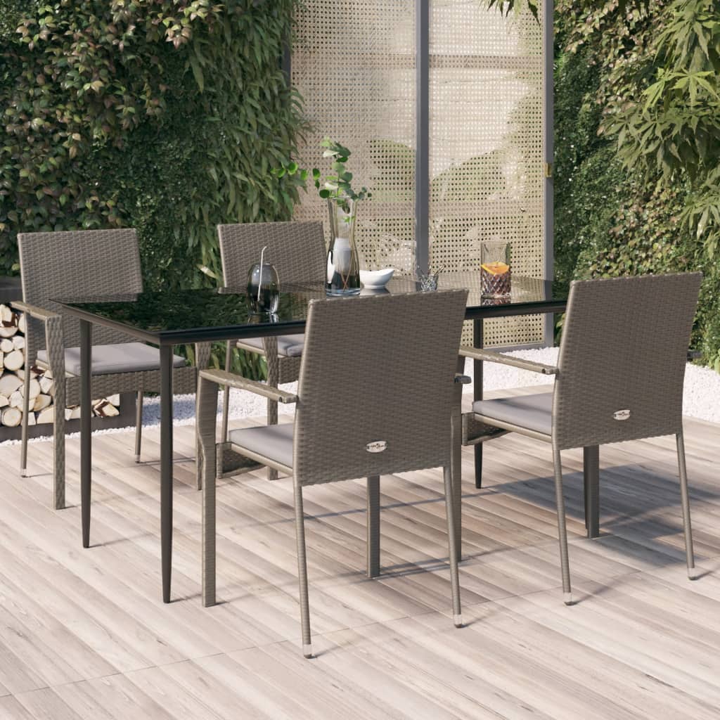 5-delige Tuinset met kussens poly rattan