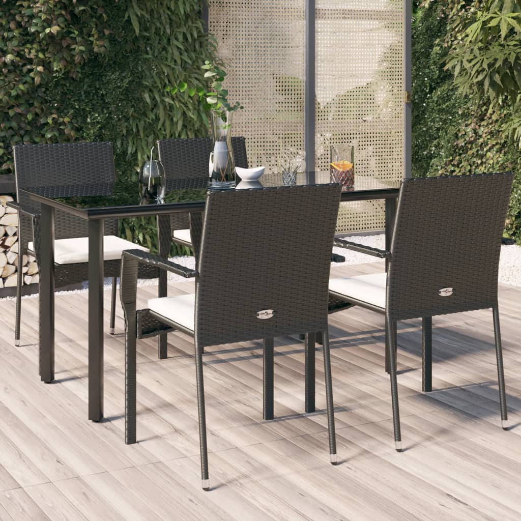 5-delige Tuinset met kussens poly rattan en