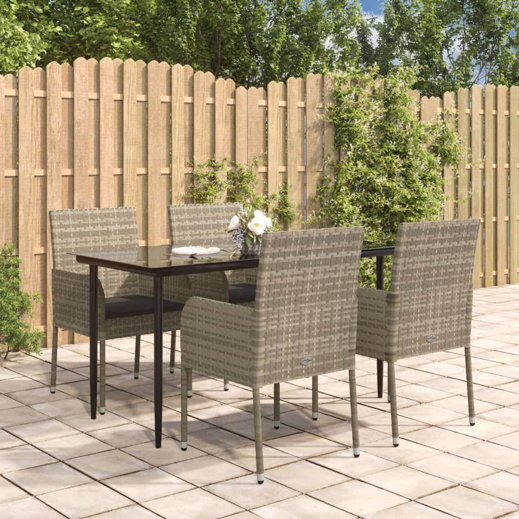 5-delige Tuinset met kussens poly rattan en