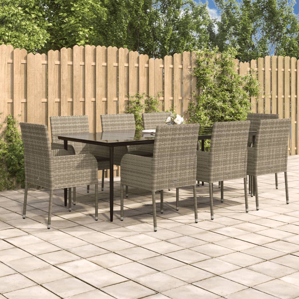 9-delige Tuinset met kussens poly rattan en